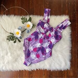 Purple Floral Cut Out One Piece NWT Size Medium